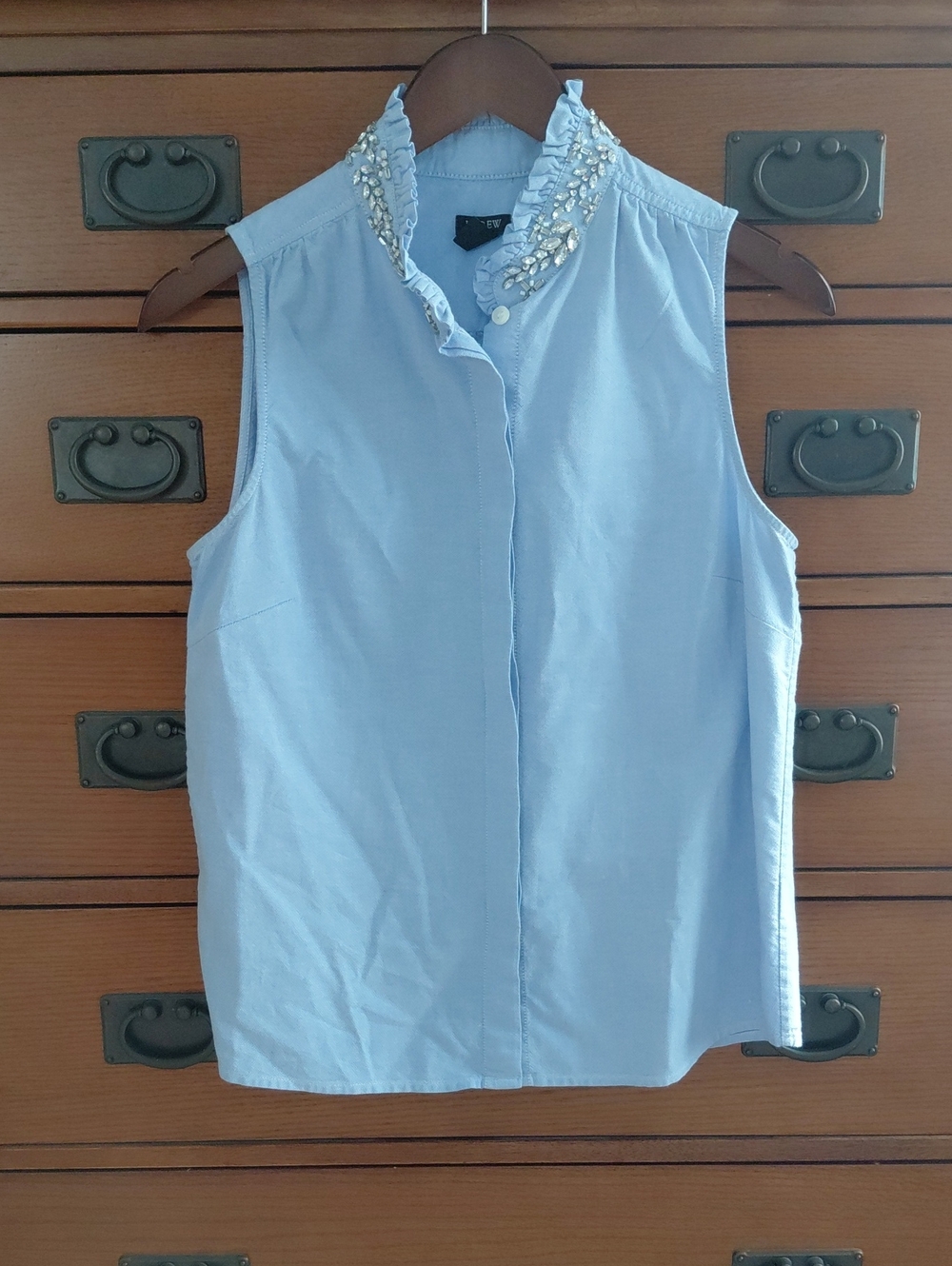 J. Crew Oxford  Sleeveless Beaded-Collar Sleveless